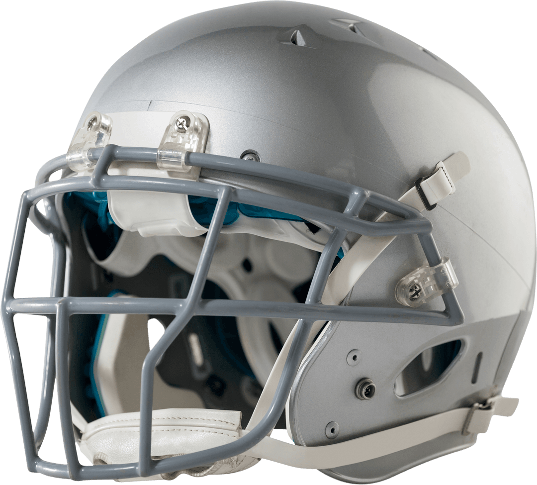Shining Silver American Football Helmet with Transparent Background