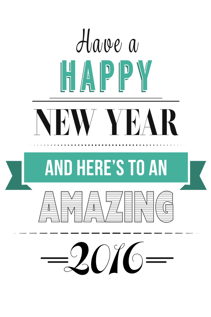 Happy New Year Celebratory Text on Transparent Background