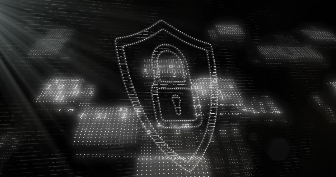 Digital Security Concept with Padlock Shield and Circuit Board