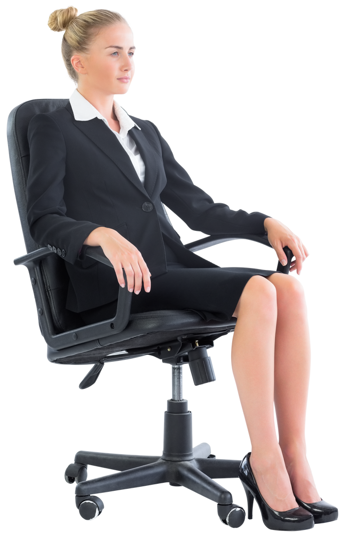 Transparent Businesswoman in Black Suit on Swivel Office Chair - Download Free Stock Images Pikwizard.com