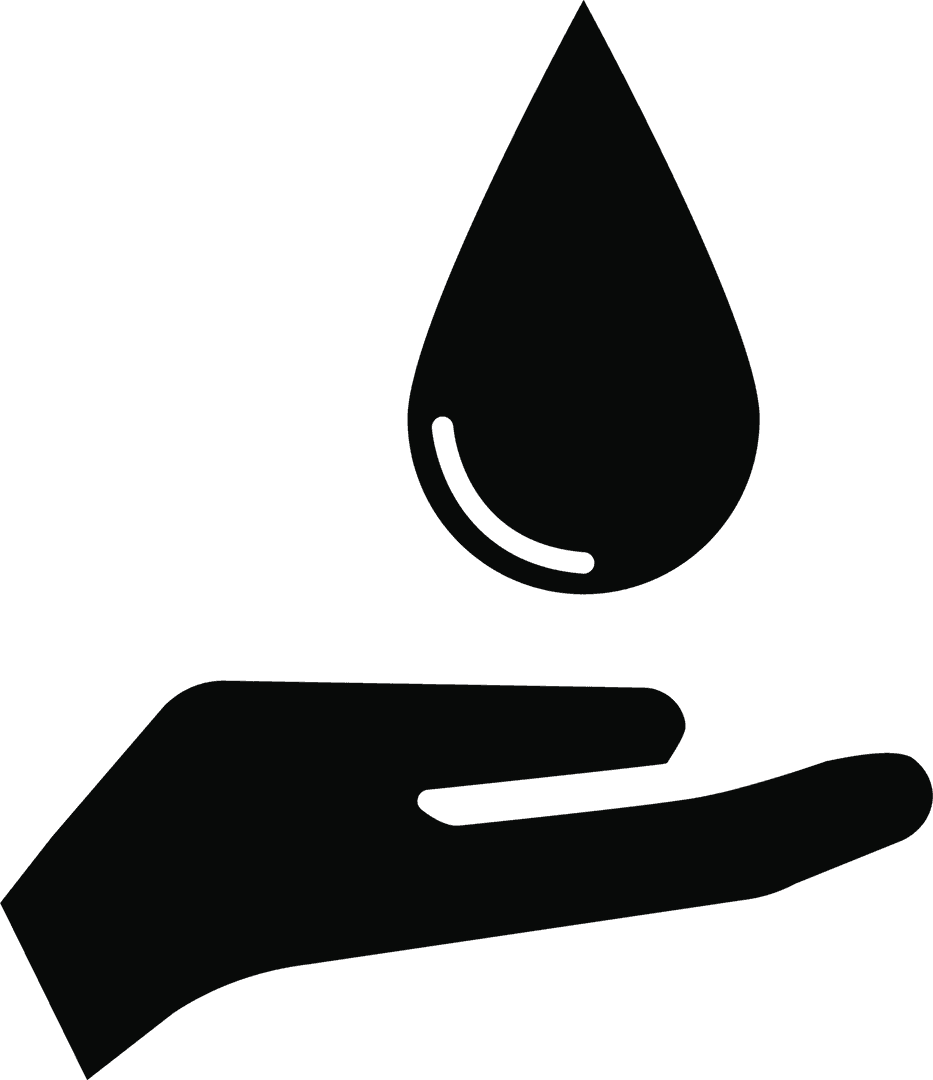 Hand Holding Water Drop Symbol on Transparent Background