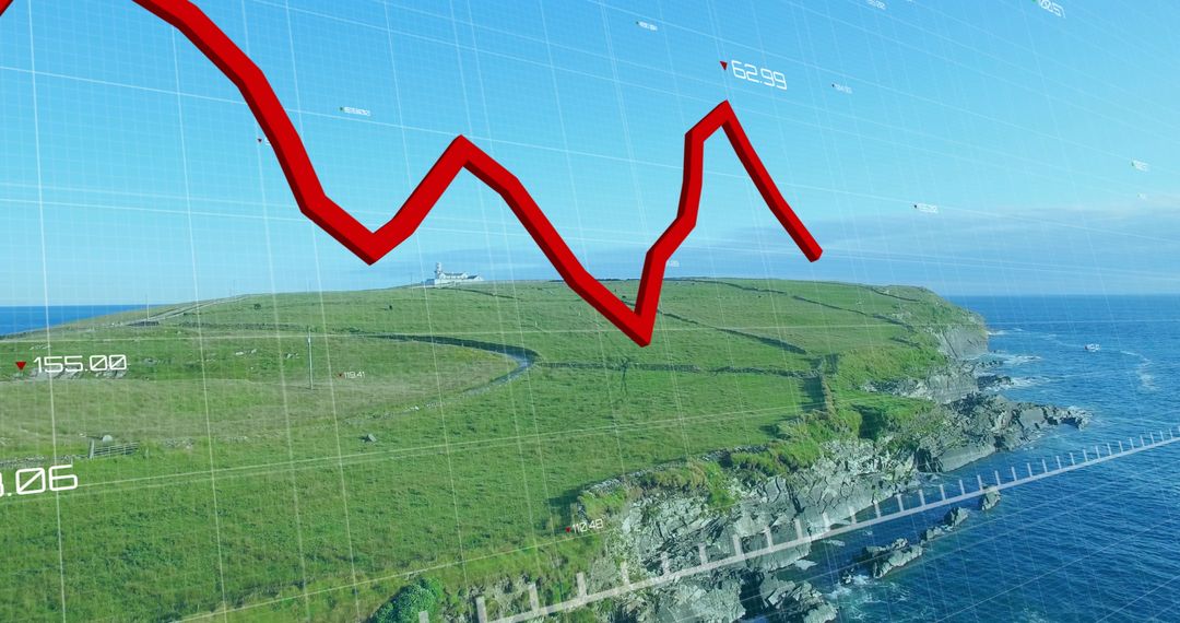 Financial Graph Overlay on Scenic Landscape