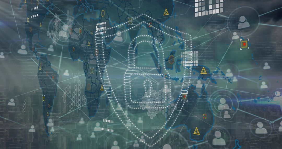 Digital Security Lock and Global Networking Concept Illustration