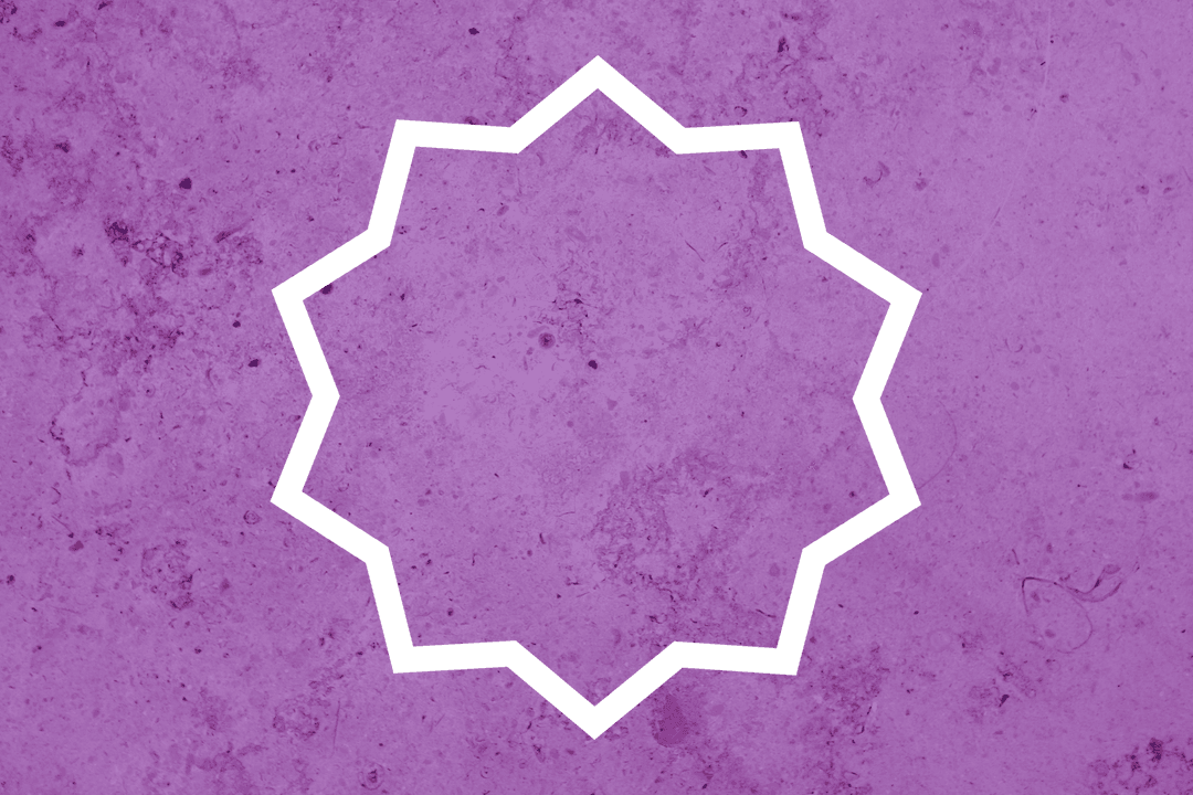 Abstract Black Star on Transparent Patterned Purplex Background