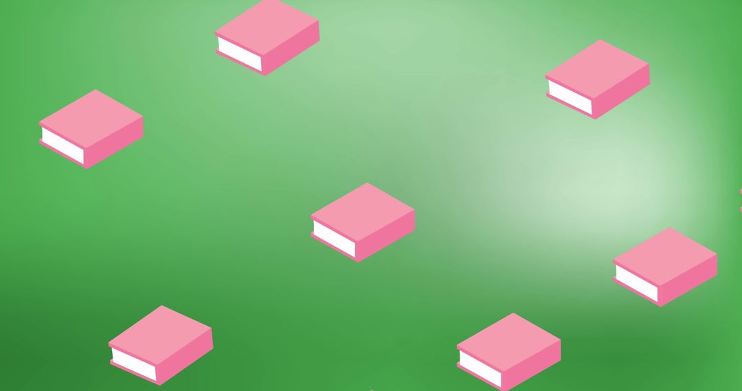 Books Seamless Pattern on Green Gradient Background