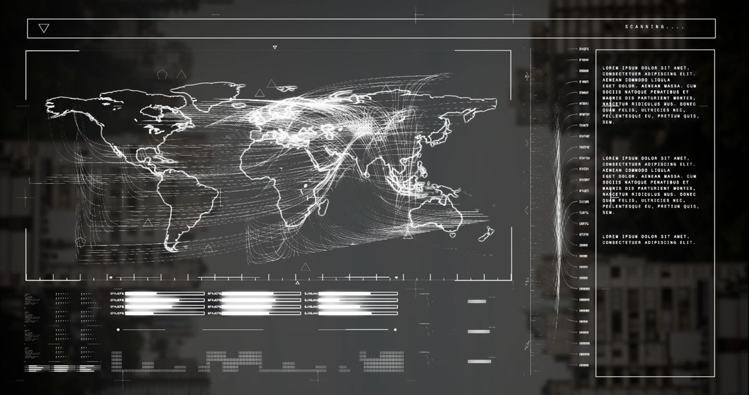 Global Data Network Visualization Over Cityscape Background