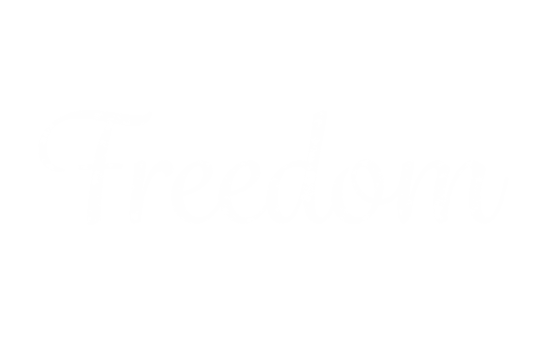 Freedom text in elegant script on transparent background