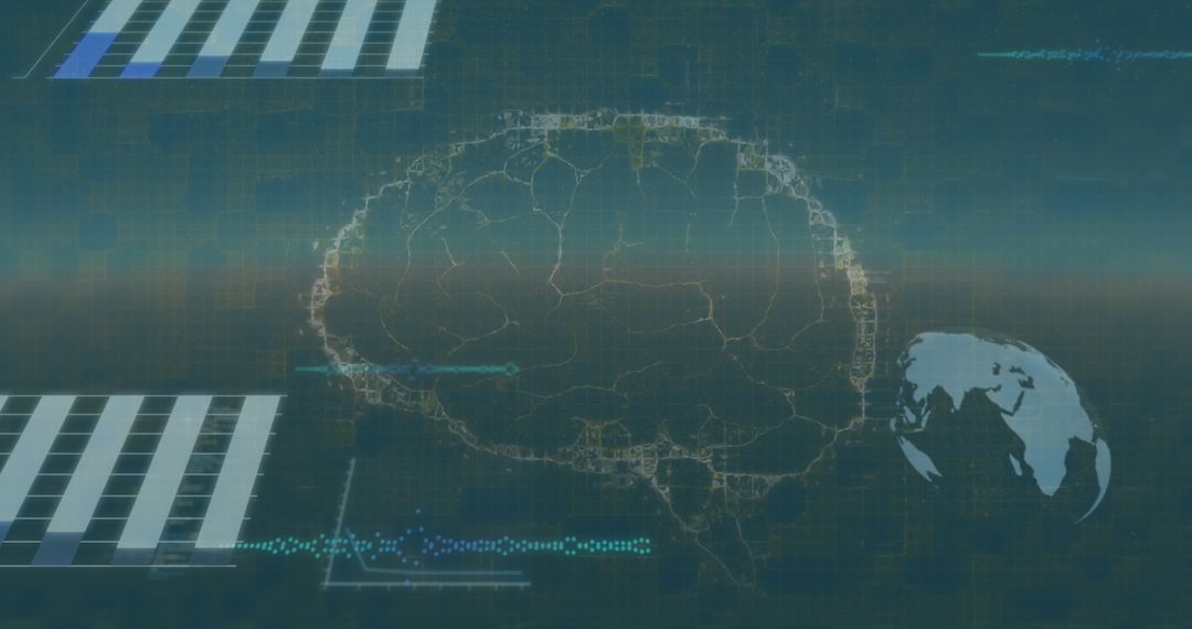 Futuristic Brain and Data Interface with Global Connectivity Virtual Display