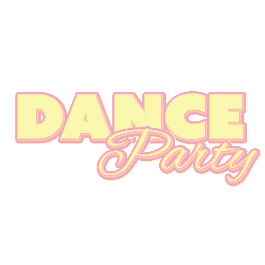 Dance Party Text Over Transparent Background for Event Promotions
