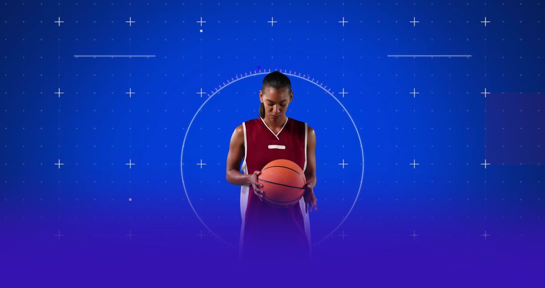 Female Basketball Player with Futuristic Data Processing Background - Free Images, Stock Photos and Pictures on Pikwizard.com