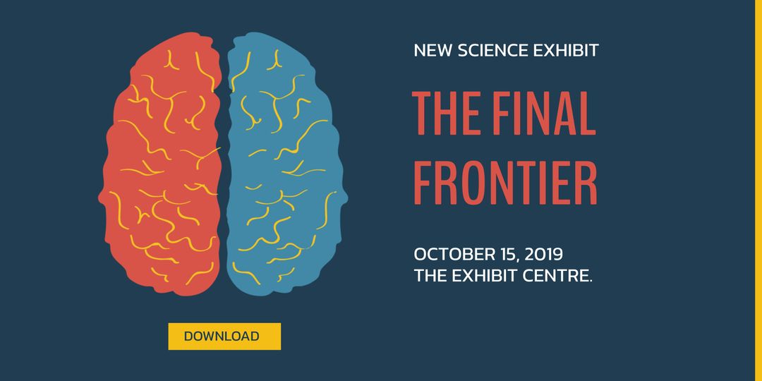 Science Exhibit Promotion with Colorful Brain Illustration