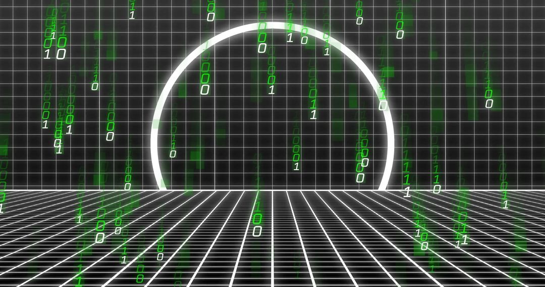 green binary code and digital tunnel grid in virtual cyberspace - Free Images, Stock Photos and Pictures on Pikwizard.com