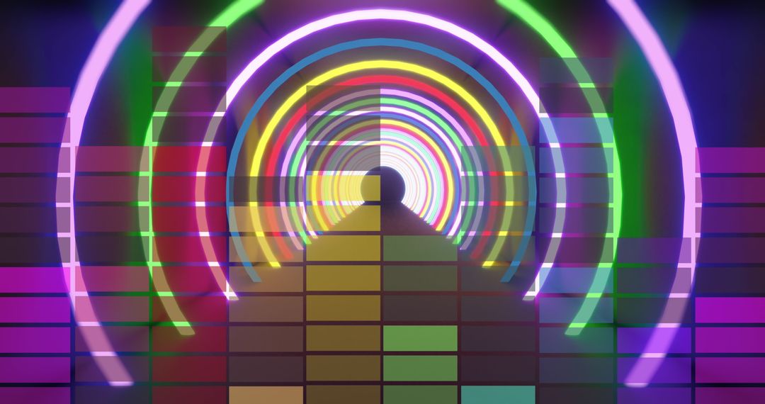 Colorful Neon Tunnel with Vibrant Light Patterns