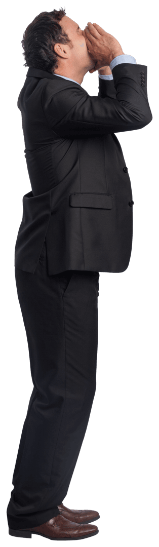 Businessman Shouting on Transparent Background Isolated