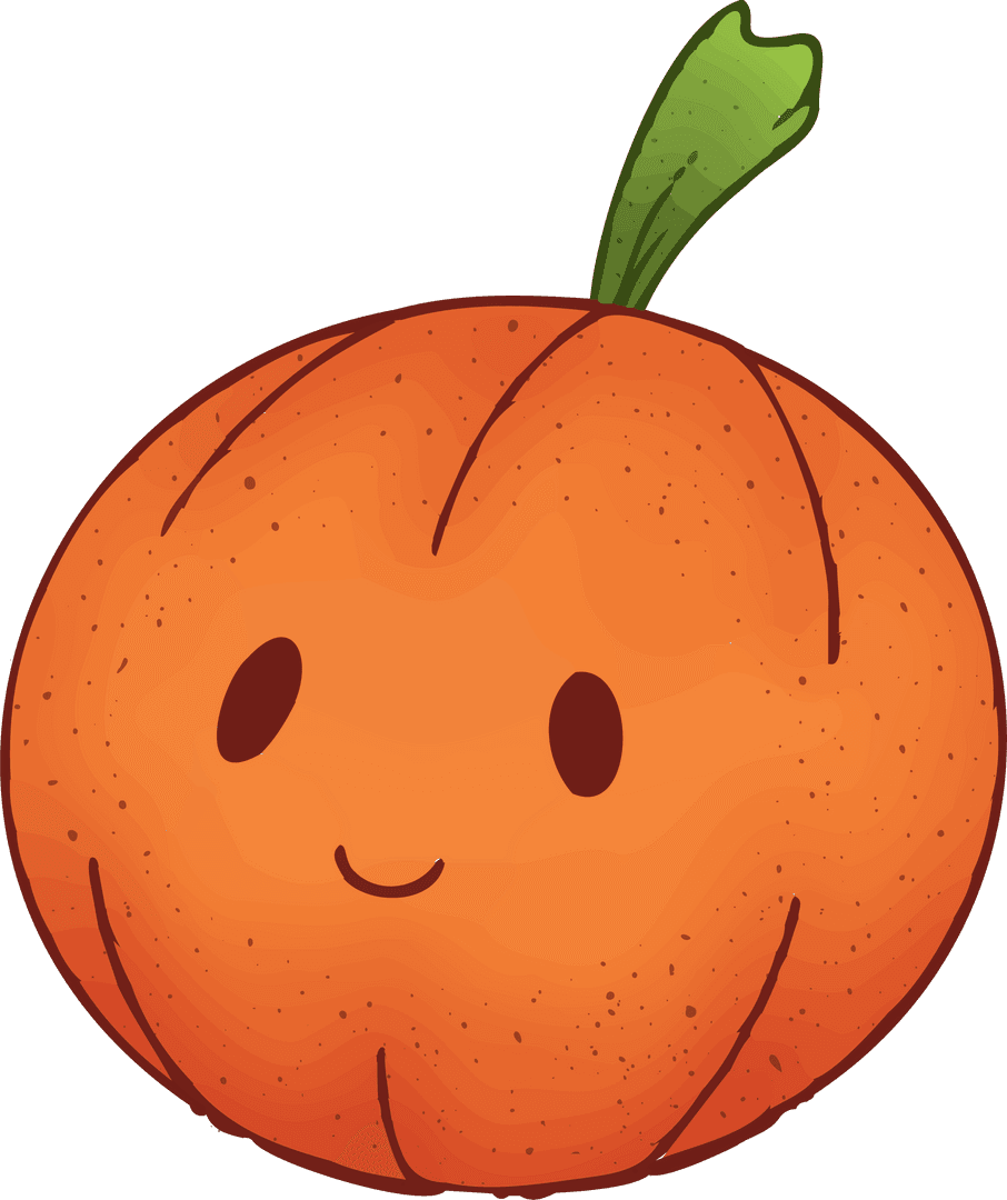 Smiling Orange Fruit Character With Green Leaf on Transparent Background