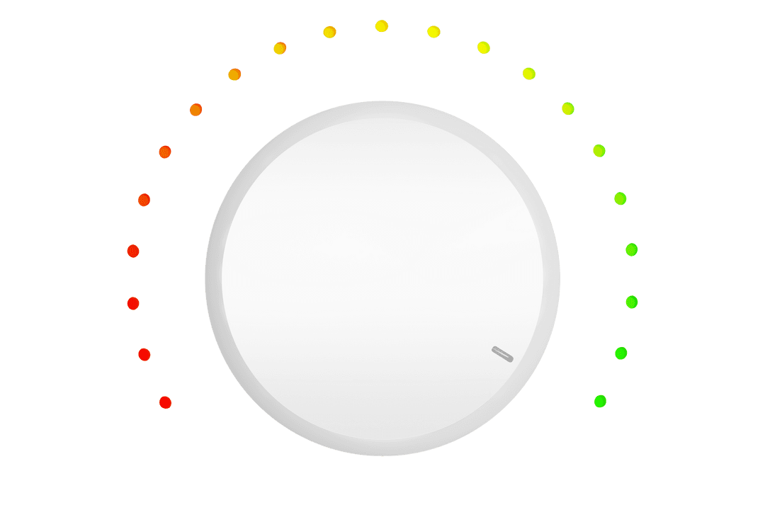 Digital knob and color spectrum on transparent background