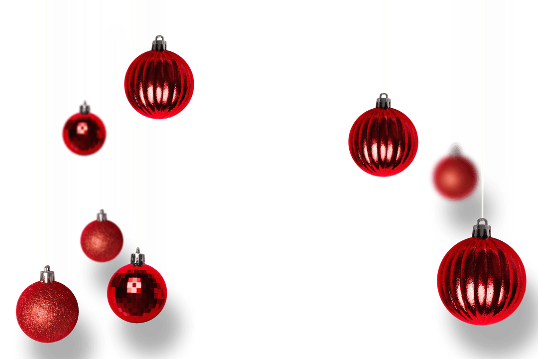 Transparent Red Christmas Baubles on White Strings