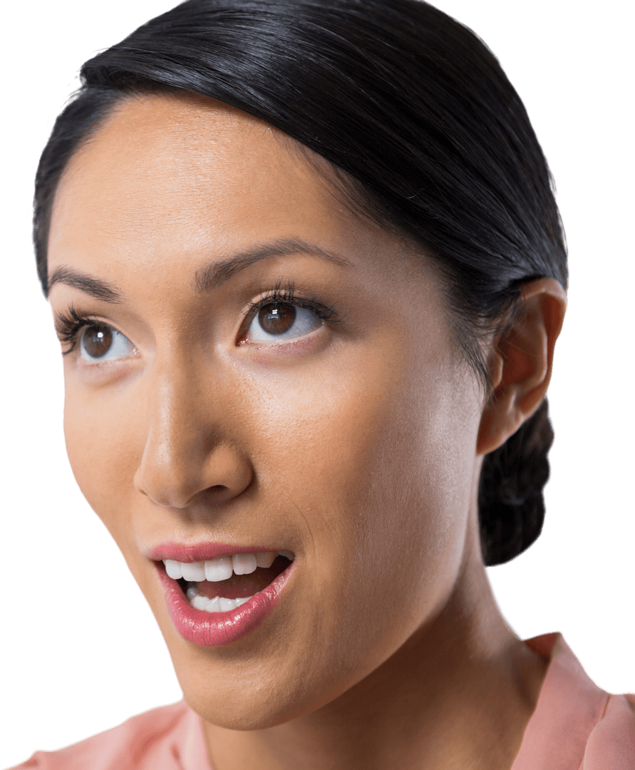 Close-up Transparent Processed Portrait of Thoughtful Woman
