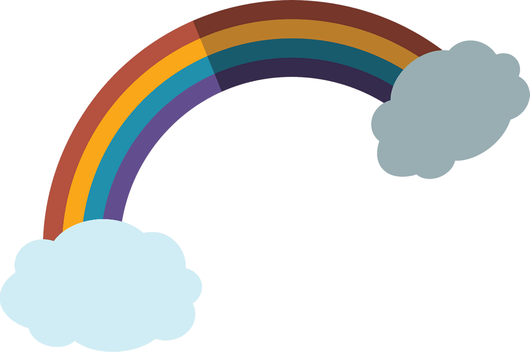 Transparent Vector Illustration of Rainbow and Clouds Isolated