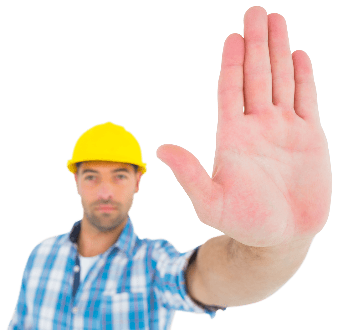 Construction Worker Gesture Stop Transparent Background
