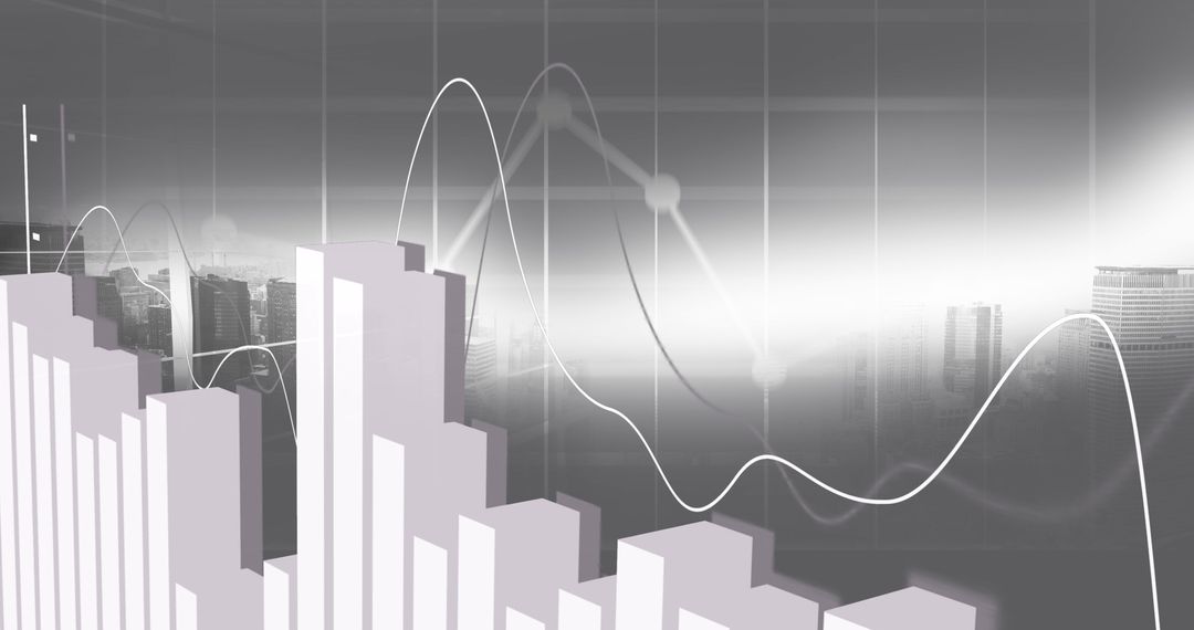 Digital Business Data with City Skyline Background