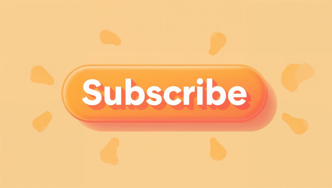 Floating Subscribe Button with Glossy Orange Gradient, Bold White Text and Soft Drop Shadow