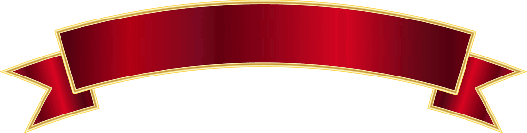 Red Oblong Label Banner with Gold Trim on Transparent Background