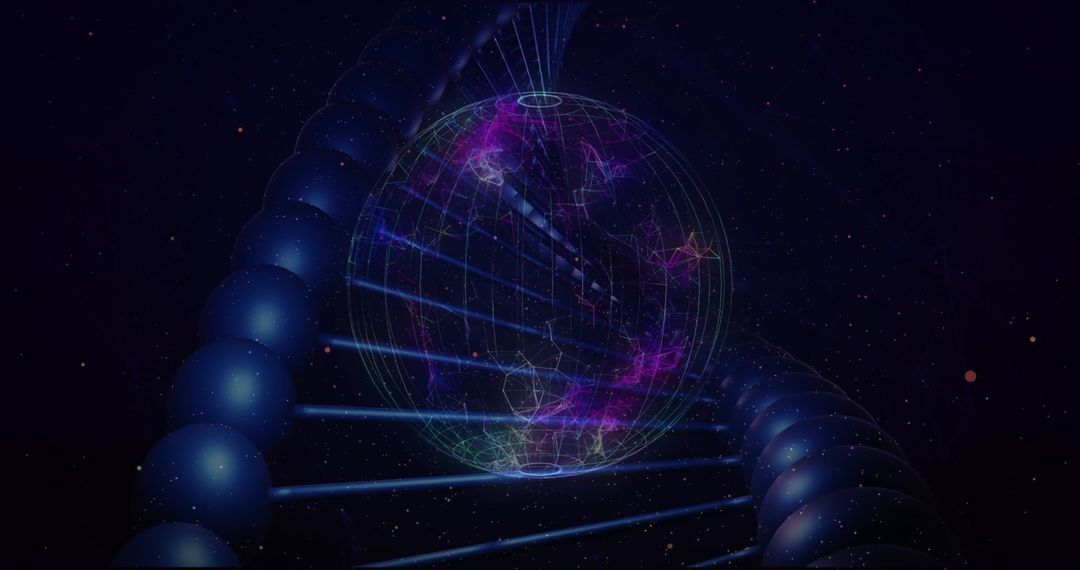 Futuristic Digital Globe in Cosmic Neon Helix Experience