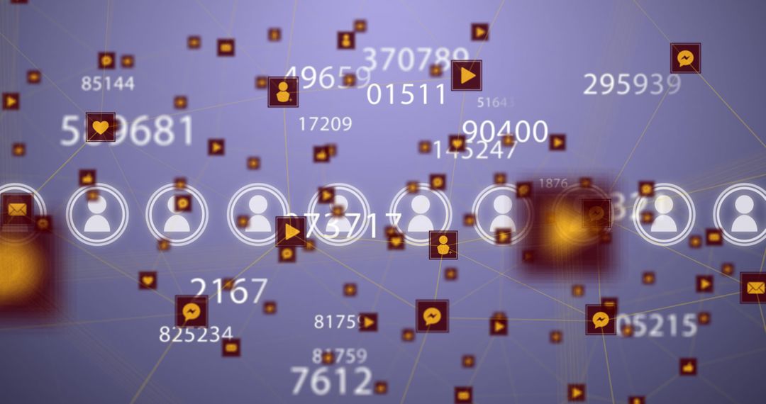 Digital Network of Global Connections with Icons and Numbers