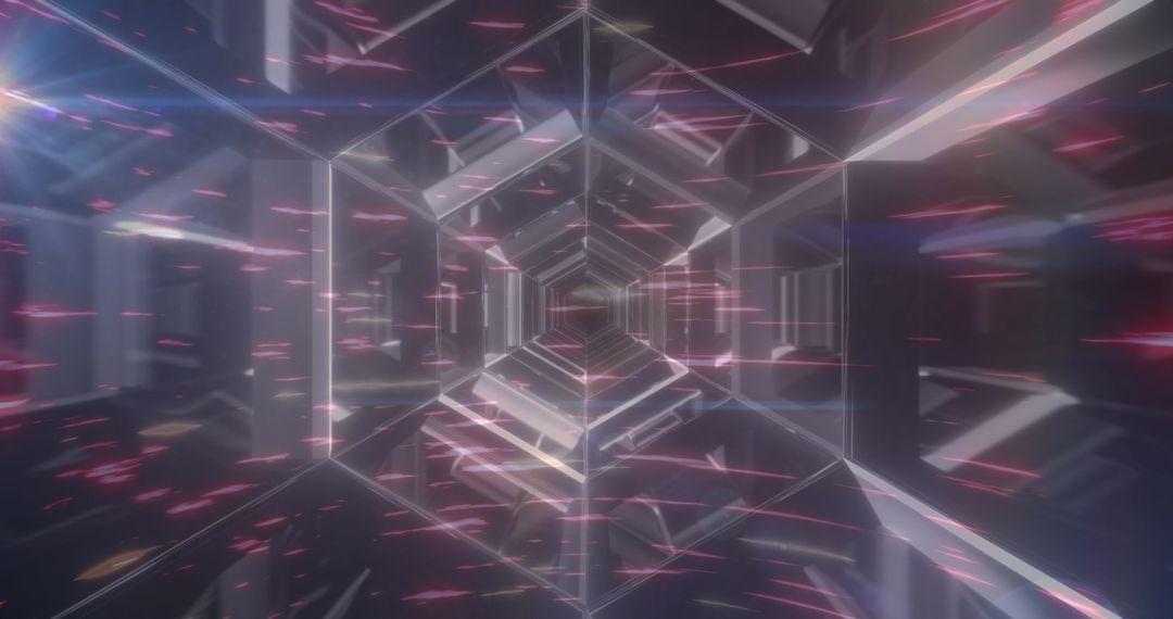 Futuristic Digital Tunnel with Light Trails and Data Effects