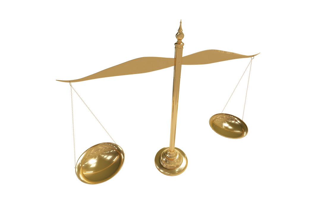 High Angle View Golden Scales of Justice on Transparent Background - Download Free Stock Images Pikwizard.com