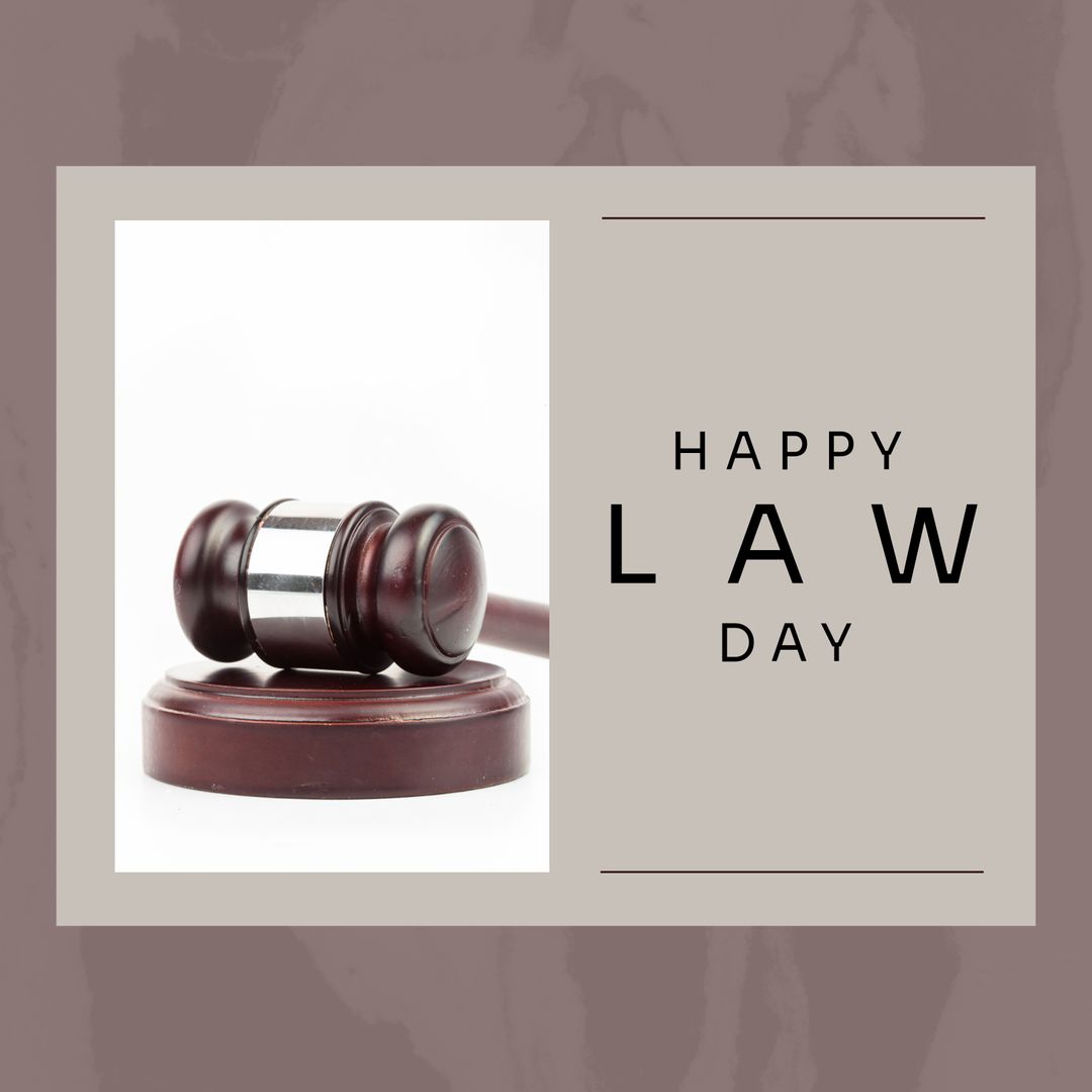 Law Day Celebration with Gavel on Brown Background