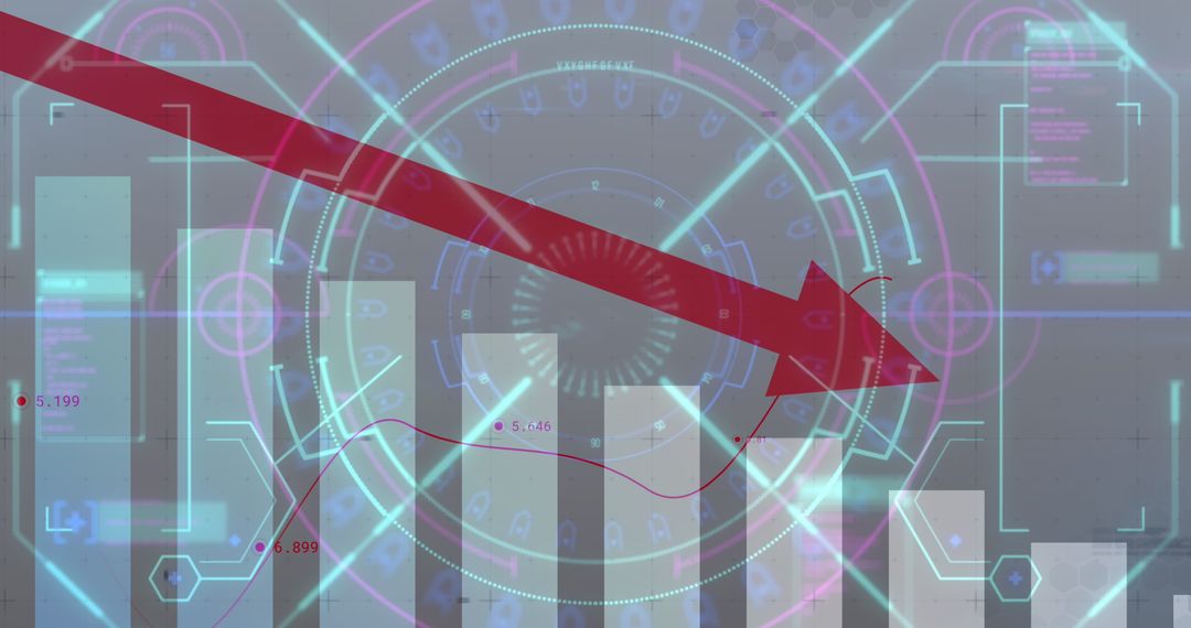 Global Business Finance Graph with Downward Arrow