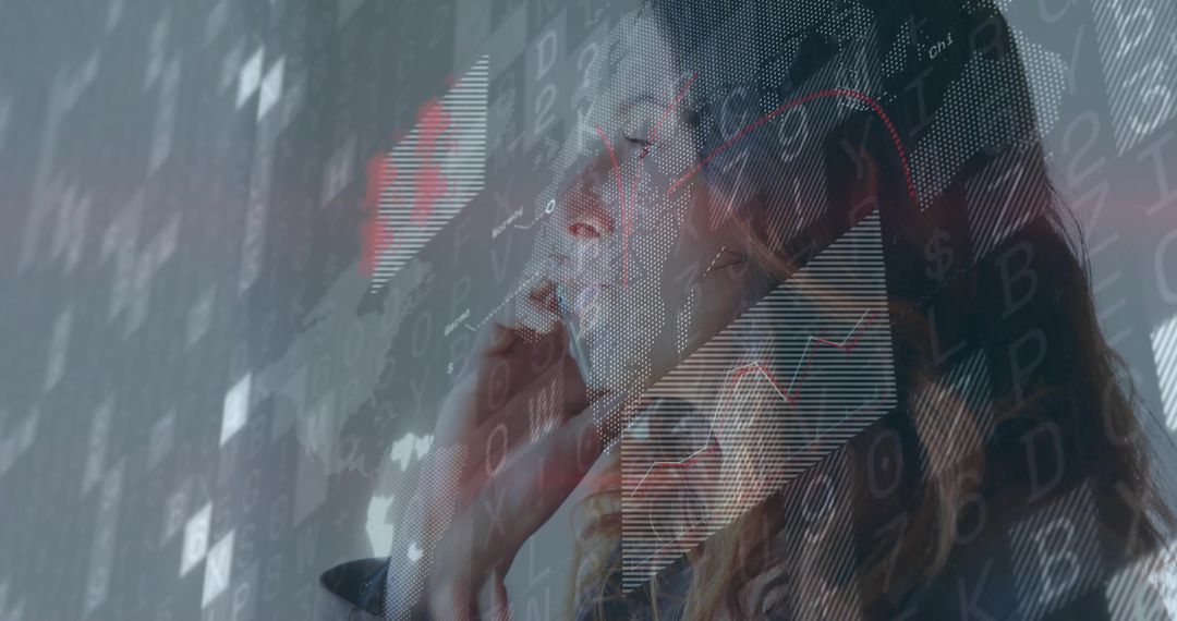 Woman Analyzing Financial Data Through Innovative Technology