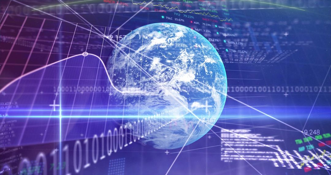 Futuristic Global Data Visualization with Rotating Earth