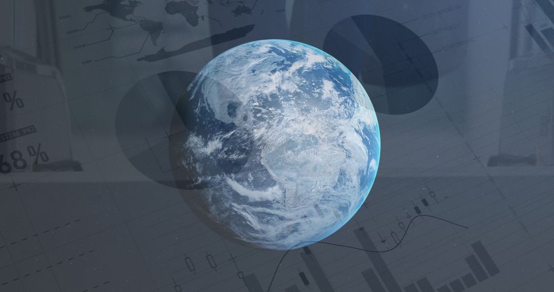 Digital Earth with Financial Data Background Illustrates Global Business