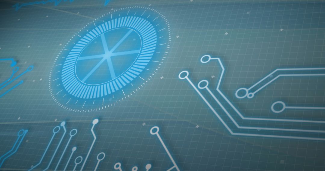 Futuristic Digital Interface with Blue Circuit Connections