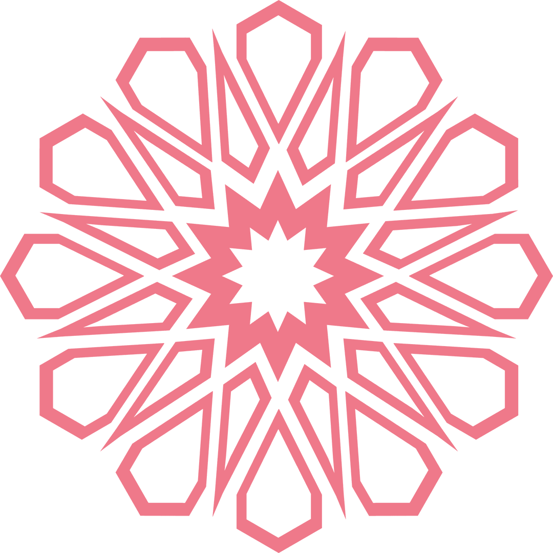 Transparent Geometric Pink Mandala Pattern with Star Motif