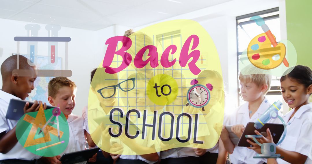 Back to School Concept with Children Using Tablets