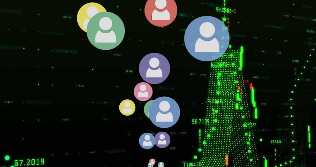 Digital Icons on Stock Market Graph Background