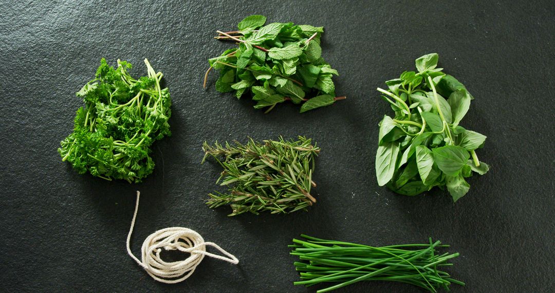 Assorted Fresh Herbs on Dark Background - Free Images, Stock Photos and Pictures on Pikwizard.com