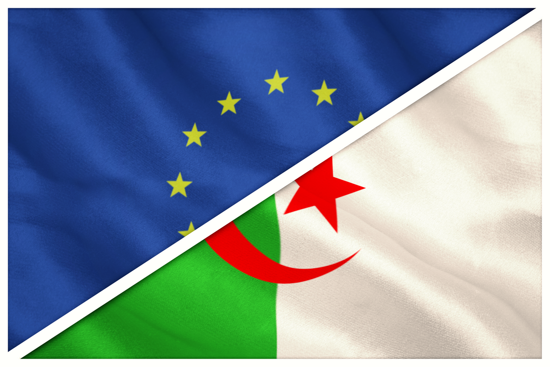 Transparent European Union and Algerian Flags Diagonal Split - Download Free Stock Images Pikwizard.com