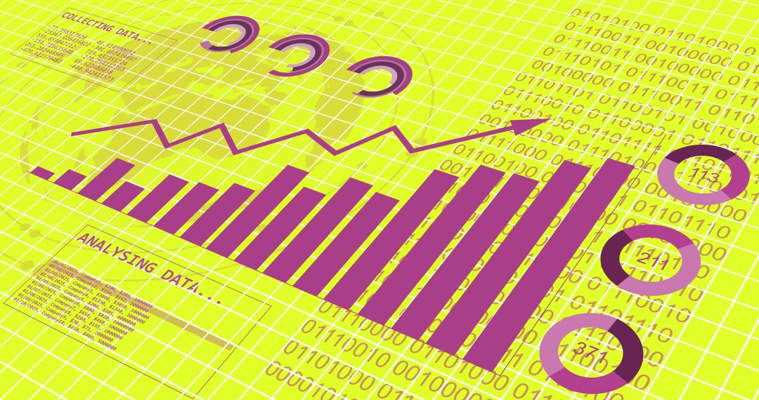Purple Financial Data Charts on Bright Yellow Background