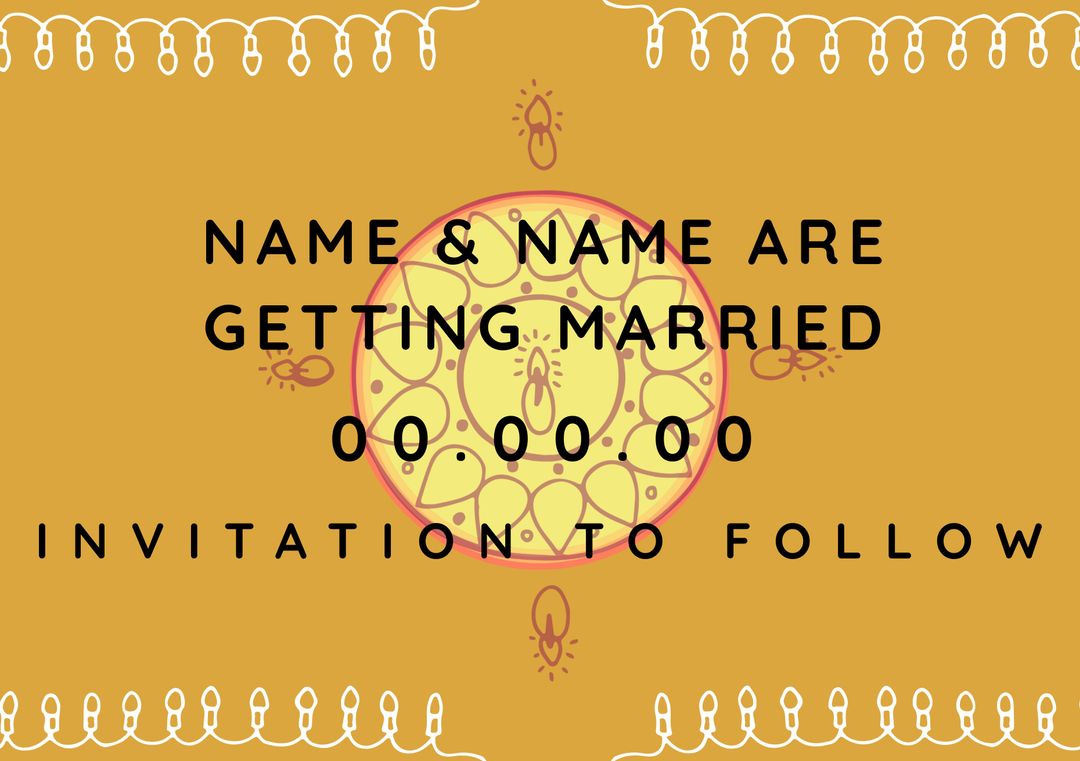 Warm-Toned Wedding Announcement with Artistic Decorative Elements - Download Free Stock Templates Pikwizard.com