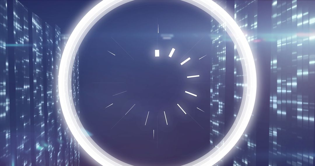 Futuristic Digital Interface with Floating Circular Design Elements