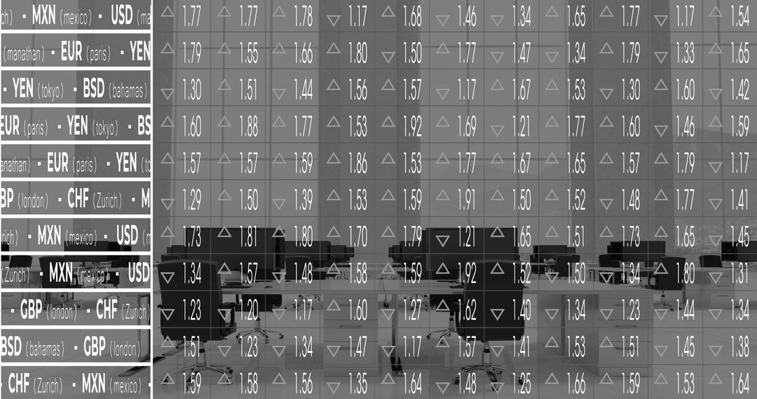 Financial Data Overlay on Modern Office Workspace