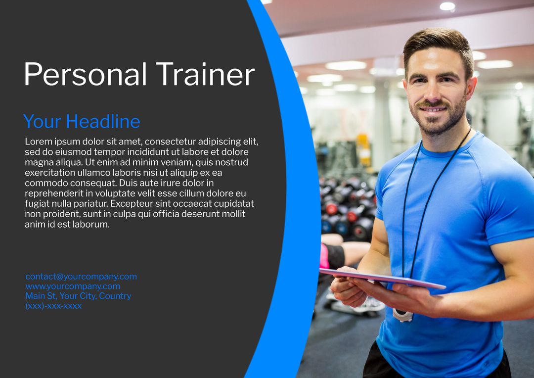 Professional Personal Trainer in Gym with Tablet - Download Free Stock Templates Pikwizard.com