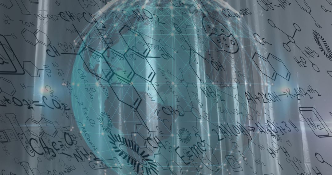 Digital Illustration of Chemistry Data and World Concept