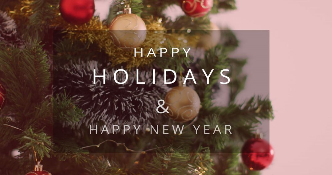 Festive Christmas Tree with Happy Holidays and New Year Greetings