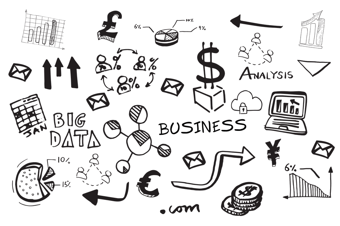 Transparent Digital Symbols Representing Business Big Data Analytics